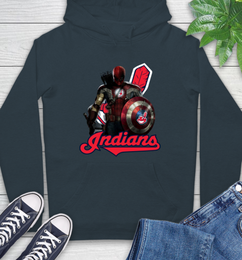 MLB Captain America Thor Spider Man Hawkeye Avengers Endgame Baseball Cleveland Indians Hoodie 7