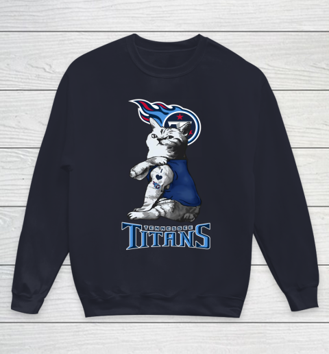 NFL Football My Cat Loves Tennessee Titans Youth Sweatshirt 2