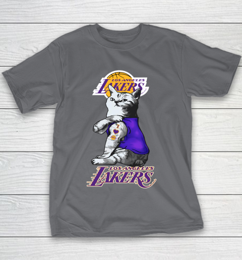 NBA Basketball My Cat Loves Los Angeles Lakers Youth T-Shirt 5