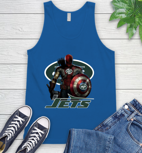 NFL Captain America Thor Spider Man Hawkeye Avengers Endgame Football New York Jets Tank Top 5