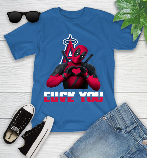 MLB Los Angeles Angels Deadpool Love You Fuck You Baseball Sports Youth T-Shirt 12