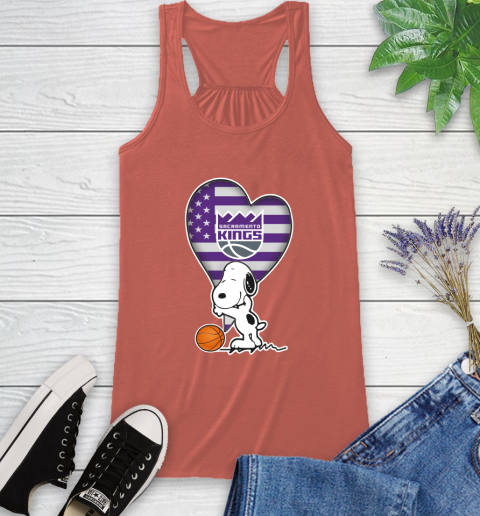 Sacramento Kings NBA Basketball The Peanuts Movie Adorable Snoopy Racerback Tank 4
