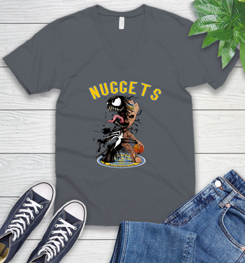 NBA Denver Nuggets Basketball Venom Groot Guardians Of The Galaxy V-Neck T-Shirt 5
