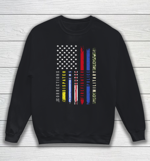 Thin Blue Line First Responders Hero Flag USA Salute Sweatshirt