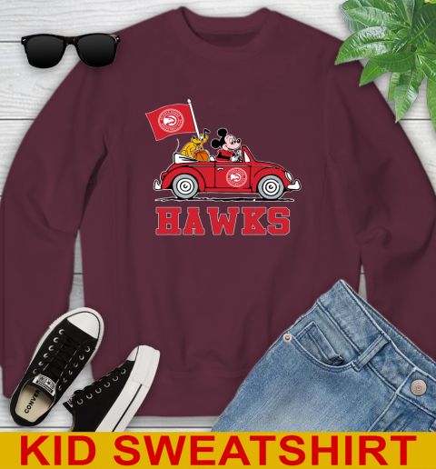 NBA Basketball Atlanta Hawks Pluto Mickey Driving Disney Shirt Youth Sweatshirt 5