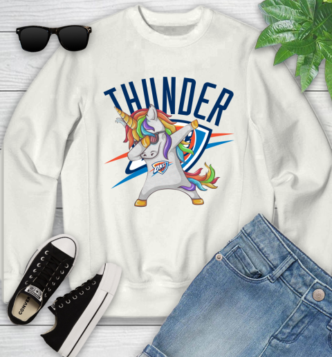 Oklahoma City Thunder NBA Basketball Funny Unicorn Dabbing Sports Youth Sweatshirt
