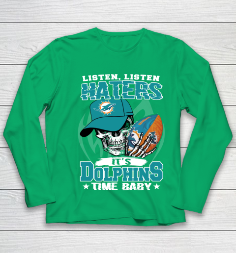 Listen Haters It is DOLPHINS Time Baby NFL Youth Long Sleeve 4