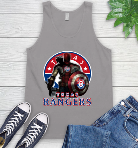 MLB Captain America Thor Spider Man Hawkeye Avengers Endgame Baseball Texas Rangers Tank Top 4