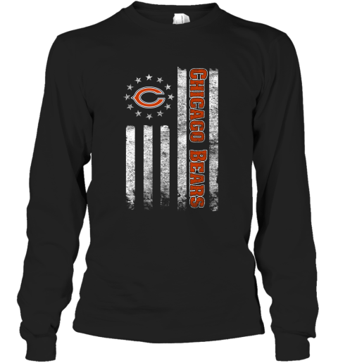 NFL American Flag Football Sports Chicago Bears Long Sleeve T-Shirt