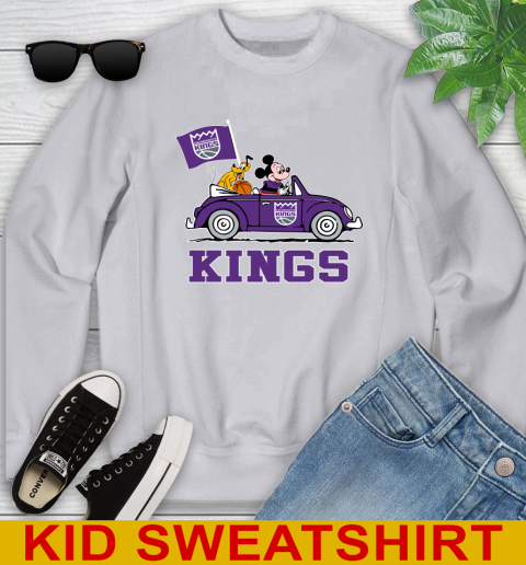 NBA Basketball Sacramento Kings Pluto Mickey Driving Disney Shirt Youth Sweatshirt 4