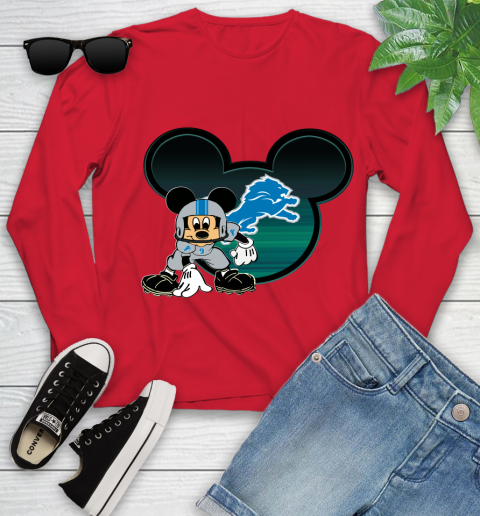 NFL Detroit Lions Mickey Mouse Disney Football T Shirt Youth Long Sleeve 11