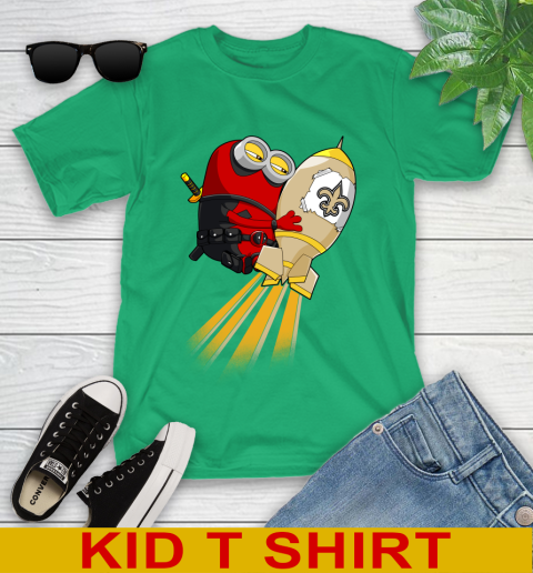 NFL Football New Orleans Saints Deadpool Minion Marvel Shirt Youth T-Shirt 7