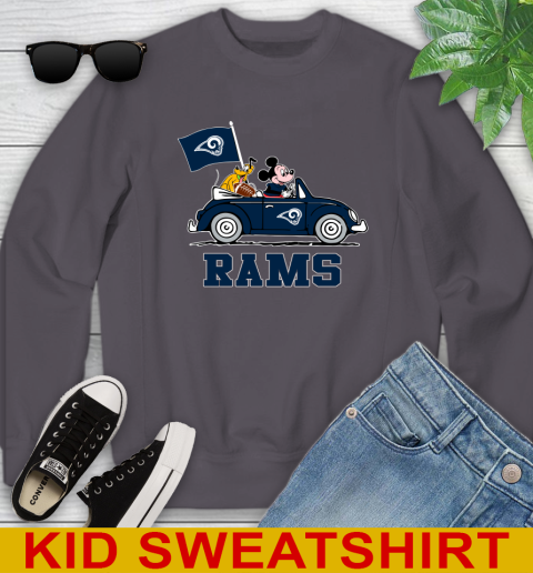 NFL Football Los Angeles Rams Pluto Mickey Driving Disney Shirt Youth Sweatshirt 6
