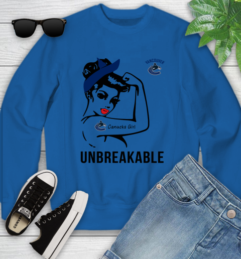 NHL Vancouver Canucks Girl Unbreakable Hockey Sports Youth Sweatshirt 4
