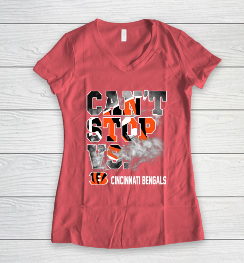 NFL Cincinnati Bengals Can't Stop Vs Women's V-Neck T-Shirt 4