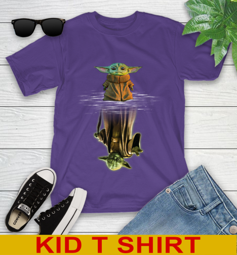 Mandalorian Baby Yoda star wars water reflection Youth T-Shirt 3