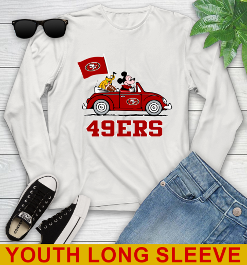 NFL Football San Francisco 49ers Pluto Mickey Driving Disney Shirt Youth Long Sleeve 12