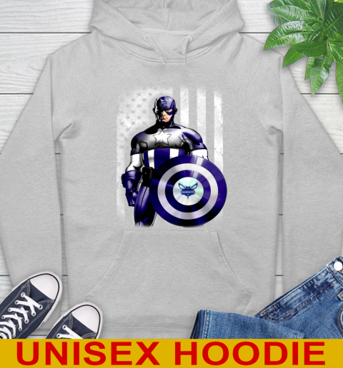 Charlotte Hornets NBA Basketball Captain America Marvel Avengers American Flag Shirt Hoodie 6