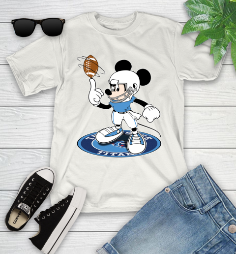 NFL Football Tennessee Titans Cheerful Mickey Disney Shirt Youth T-Shirt 2