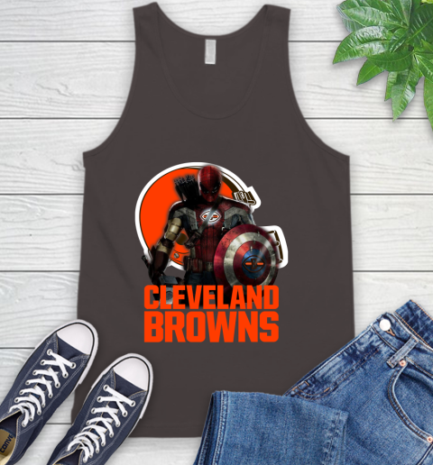 NFL Captain America Thor Spider Man Hawkeye Avengers Endgame Football Cleveland Browns Tank Top 7