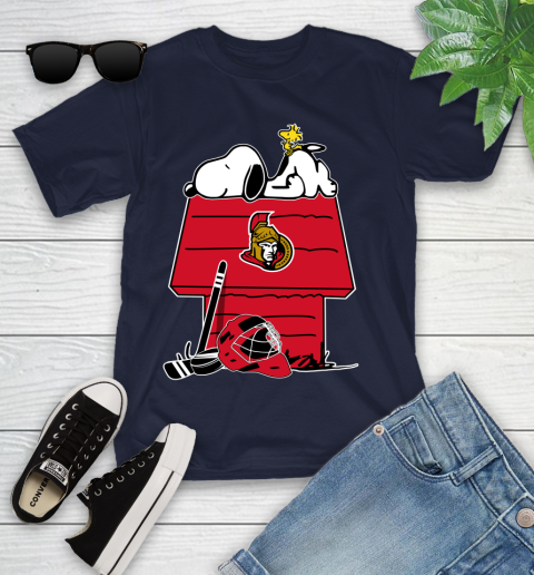 Ottawa Senators NHL Hockey Snoopy Woodstock The Peanuts Movie Youth T-Shirt 3