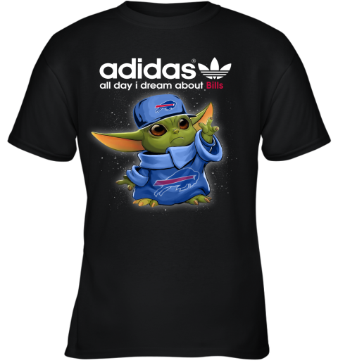 Baby Yoda Adidas All Day I Dream About Buffalo Bills Youth T-Shirt
