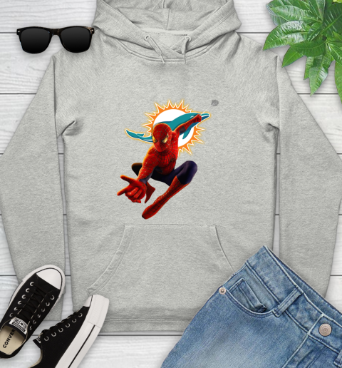 NFL Spider Man Avengers Endgame Football Miami Dolphins Youth Hoodie