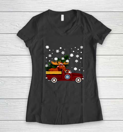 Seattle Mariners Bring Christmas Home MLB Women's V-Neck T-Shirt 6