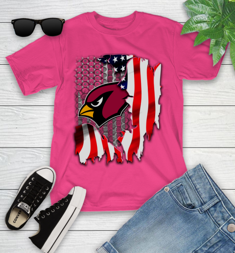 Arizona Cardinals NFL Football American Flag Youth T-Shirt 11
