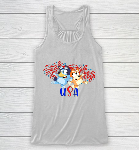 Blueys 4th of July Red White And Blue America Racerback Tank