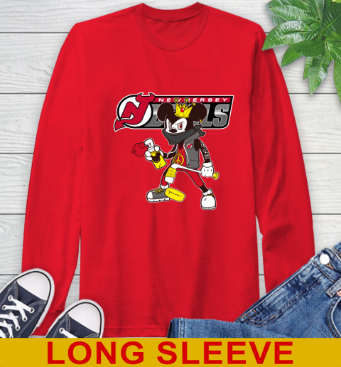 New Jersey Devils NHL Hockey Mickey Peace Sign Sports Long Sleeve T-Shirt 10