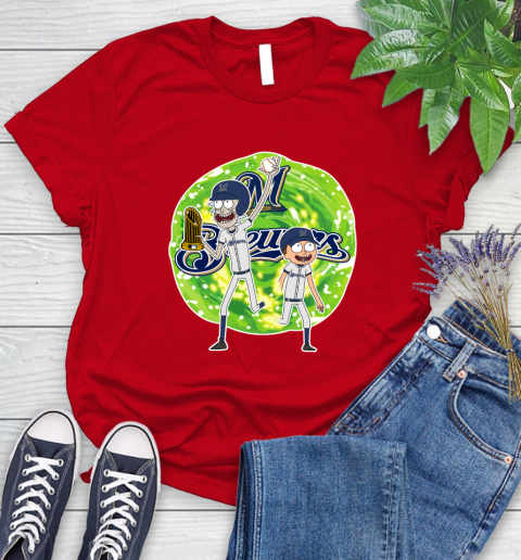MLB Milwaukee Brewers Rick And Morty Commissioner's Trophy Baseball Sports Women's T-Shirt 9