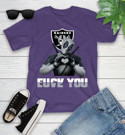 NHL Oakland Raiders Deadpool Love You Fuck You Football Sports Youth T-Shirt 3