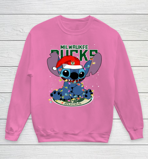 Milwaukee Bucks NBA noel stitch Basketball Christmas Youth Sweatshirt 3
