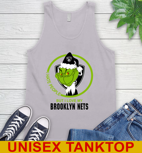 Brooklyn Nets NBA Christmas Grinch I Hate People But I Love My Favorite Basketball Team Tank Top 4