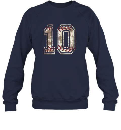 jeob baseball jersey number 10 vintage distressed sweatshirt 35 front navy