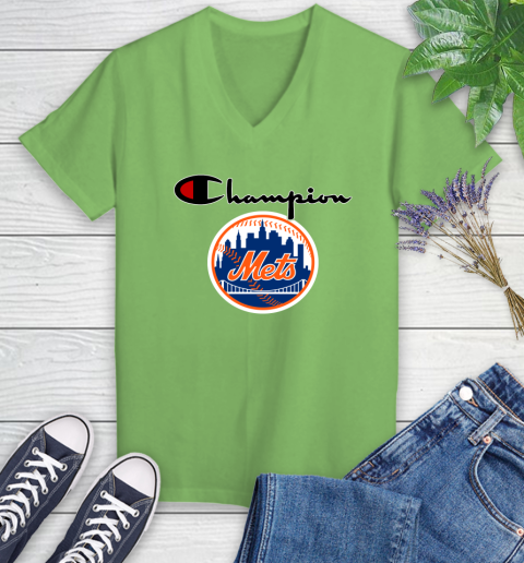 MLB Baseball New York Mets Champion Shirt Women's V-Neck T-Shirt 7