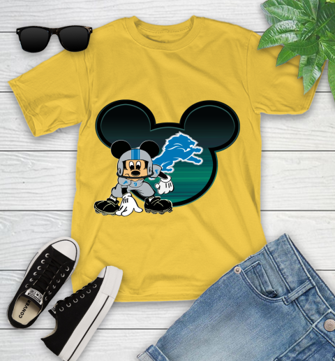 NFL Detroit Lions Mickey Mouse Disney Football T Shirt Youth T-Shirt 8