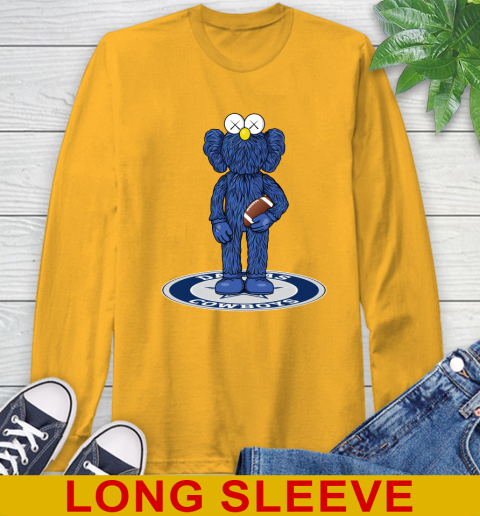 NFL Football Dallas Cowboys Kaws Bff Blue Figure Shirt Long Sleeve T-Shirt 3