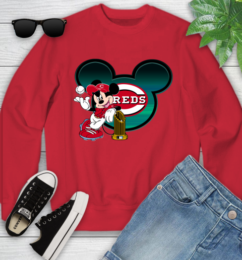 MLB Cincinnati Reds The Commissioner's Trophy Mickey Mouse Disney Youth Sweatshirt 9