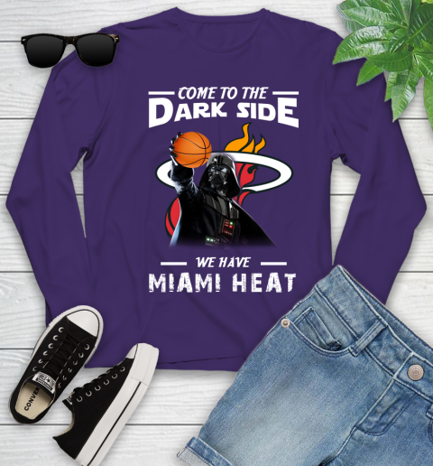 NBA Come To The Dark Side We Have Miami Heat Star Wars Darth Vader Basketball Youth Long Sleeve 4