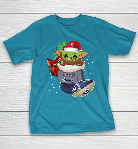Los Angeles Rams Christmas Baby Yoda Star Wars Funny Happy NFL T-Shirt 8
