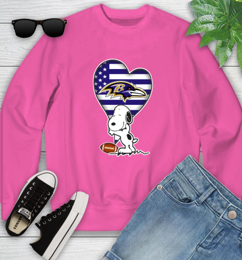 Baltimore Ravens NFL Football The Peanuts Movie Adorable Snoopy Youth Sweatshirt 7