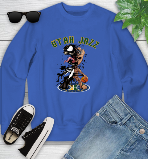 NBA Utah Jazz Basketball Venom Groot Guardians Of The Galaxy Youth Sweatshirt 8