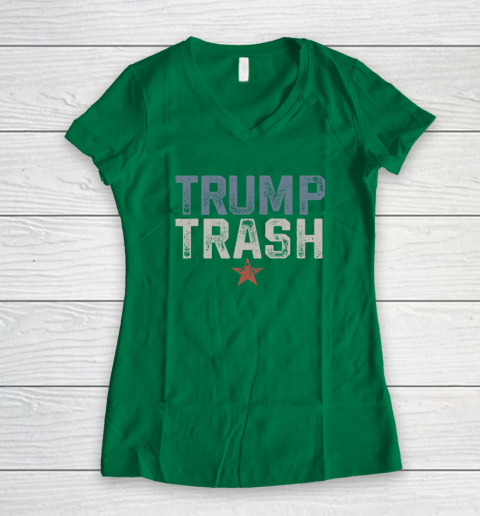 Trump Trash 2024 Grunge Vintage Garbage for Trump Women's V-Neck T-Shirt 3