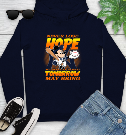 New York Yankees MLB Baseball Mickey Disney Never Lose Hope Youth Hoodie 3