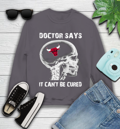 NBA Chicago Bulls Basketball Skull It Can't Be Cured Shirt Youth Sweatshirt 4