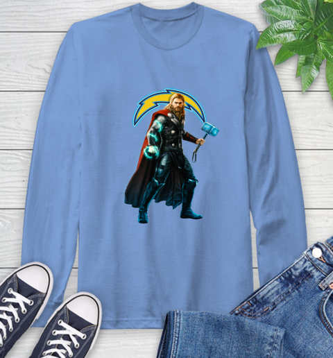 NFL Thor Avengers Endgame Football Los Angeles Chargers Long Sleeve T-Shirt 11