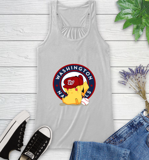 MLB Pikachu Baseball Sports Washington Nationals Racerback Tank