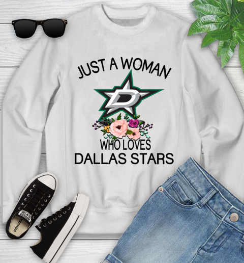 NHL Just A Woman Who Loves Dallas Stars Hockey Sports Youth Sweatshirt